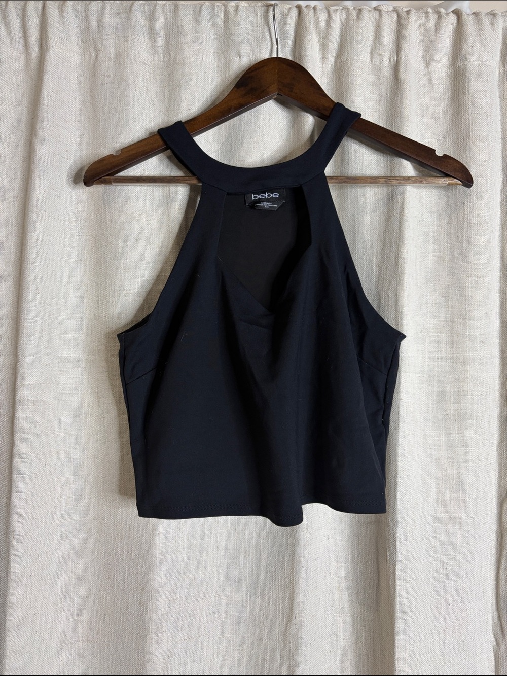bebe Black Halter Crop Tank